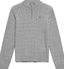 Shield Cotton Cable Half Zip Sweater