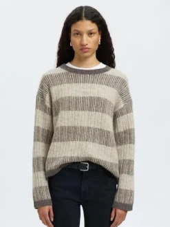SLFALVA LS KNIT STRIPE O-NECK