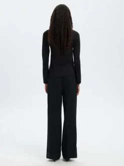 SLFLURA LS SLIM KNIT COLLAR NECK