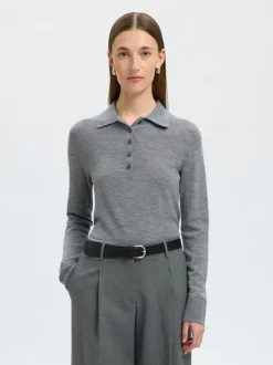 SLFTHEA LS KNIT MERINO COLLAR NECK