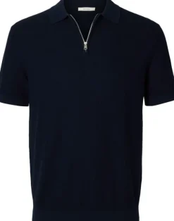 SLHCRAN SS KNIT STRUCTURE ZIP POLO