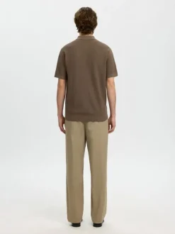 SLHCRAN SS KNIT STRUCTURE ZIP POLO