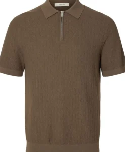 SLHCRAN SS KNIT STRUCTURE ZIP POLO