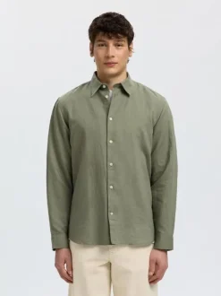 SLHREGCLAY LINENBLEND LS SHIRT CLA