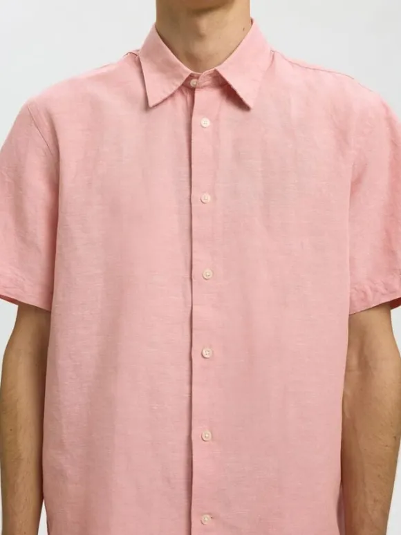 SLHREGCLAY LINENBLEND SS SHIRT CLA