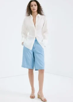 Straight low-rise denim Bermuda sho