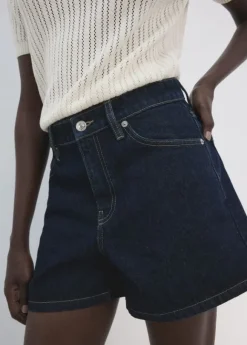 Straight mid-rise denim shorts