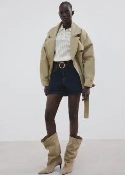 Straight mid-rise denim shorts