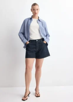 Straight mid-rise denim shorts