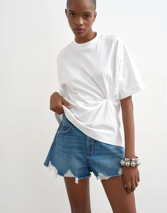 TSOLIVIA DISTRESSED DENIM SHORTS DN