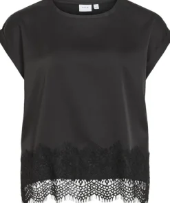 VIELLETTE S/S FULL SATIN LACE TOP -