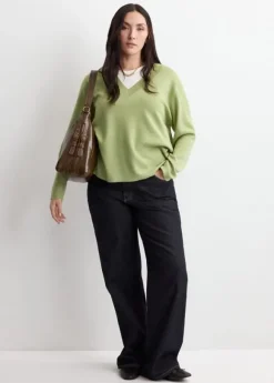 V-neck knit sweater