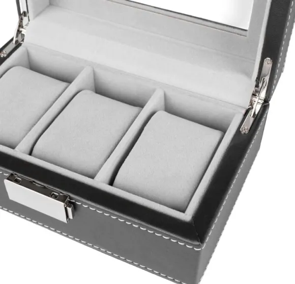 Watch Box 3 Watches Black Synthetic