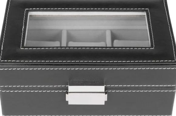 Watch Box 3 Watches Black Synthetic