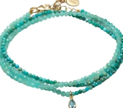 Waterdrop Crystal Necklace and Wrap Pearl Bracelet