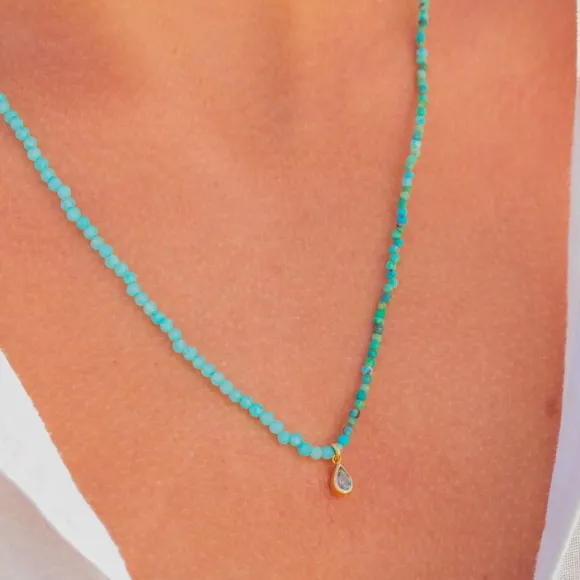 Waterdrop Crystal Necklace and Wrap Pearl Bracelet